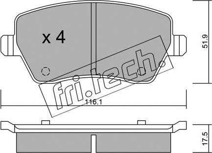 Fri.Tech. 501.0 - Тормозные колодки, дисковые, комплект autospares.lv