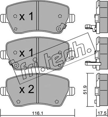 Fri.Tech. 501.2 - Тормозные колодки, дисковые, комплект autospares.lv