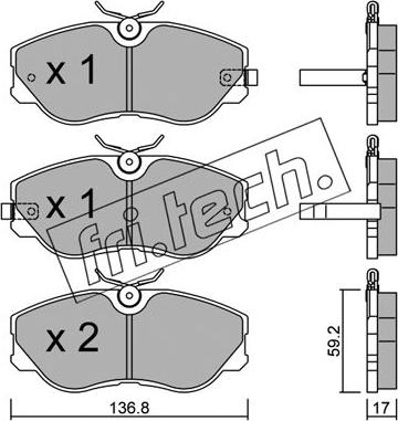 Fri.Tech. 507.0 - Тормозные колодки, дисковые, комплект autospares.lv