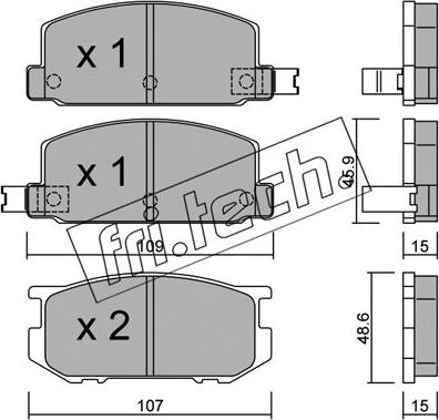 Fri.Tech. 514.0 - Тормозные колодки, дисковые, комплект autospares.lv