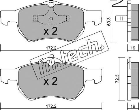 Fri.Tech. 539.0 - Тормозные колодки, дисковые, комплект autospares.lv