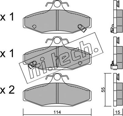 Fri.Tech. 536.0 - Тормозные колодки, дисковые, комплект autospares.lv