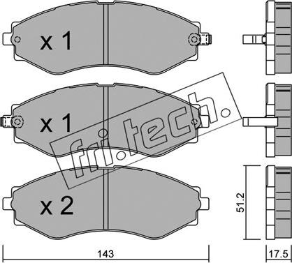 Fri.Tech. 525.0 - Тормозные колодки, дисковые, комплект autospares.lv