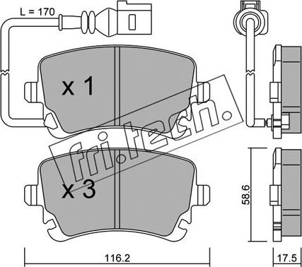 Fri.Tech. 570.0 - Тормозные колодки, дисковые, комплект autospares.lv