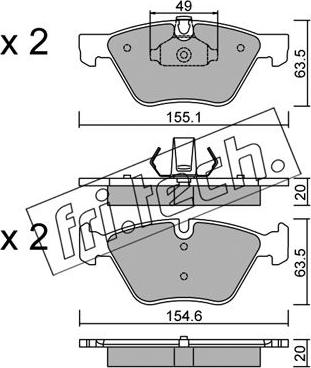 Fri.Tech. 573.0 - Тормозные колодки, дисковые, комплект autospares.lv