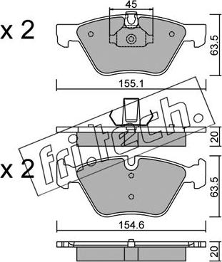 Fri.Tech. 573.3 - Тормозные колодки, дисковые, комплект autospares.lv