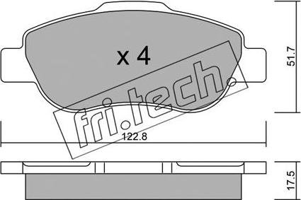 Fri.Tech. 654.0 - Тормозные колодки, дисковые, комплект autospares.lv