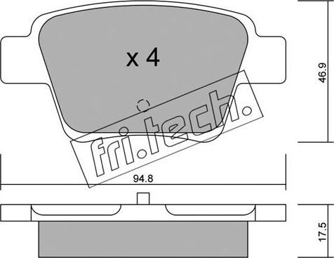 Fri.Tech. 655.0 - Тормозные колодки, дисковые, комплект autospares.lv