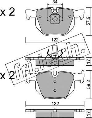 Fri.Tech. 660.4 - Тормозные колодки, дисковые, комплект autospares.lv