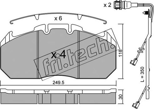 Fri.Tech. 603.0W - Тормозные колодки, дисковые, комплект autospares.lv