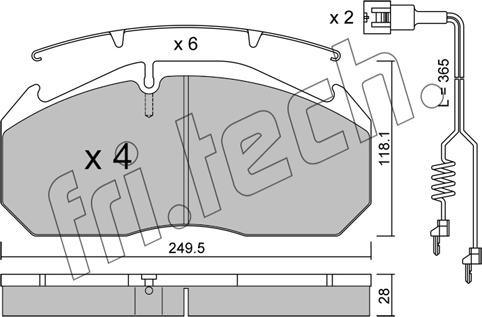 Fri.Tech. 602.3W - Тормозные колодки, дисковые, комплект autospares.lv