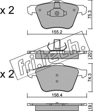 Fri.Tech. 615.1 - Тормозные колодки, дисковые, комплект autospares.lv