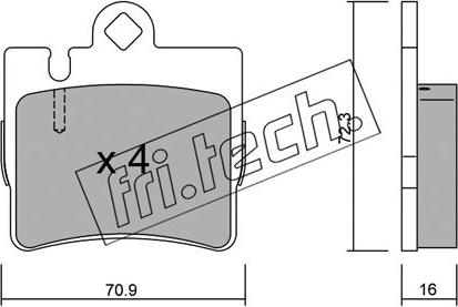 Fri.Tech. 613.0 - Тормозные колодки, дисковые, комплект autospares.lv