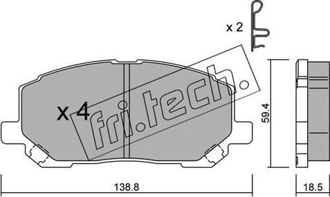 Fri.Tech. 632.0 - Тормозные колодки, дисковые, комплект autospares.lv