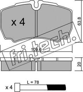 Fri.Tech. 620.0 - Тормозные колодки, дисковые, комплект autospares.lv