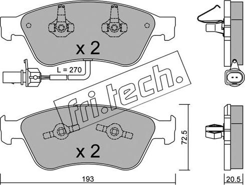 Fri.Tech. 678.0 - Тормозные колодки, дисковые, комплект autospares.lv