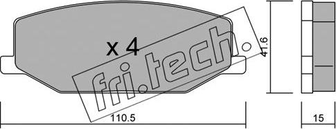 Fri.Tech. 099.0 - Тормозные колодки, дисковые, комплект autospares.lv