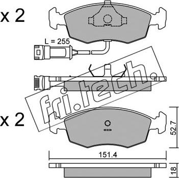 Fri.Tech. 096.0 - Тормозные колодки, дисковые, комплект autospares.lv