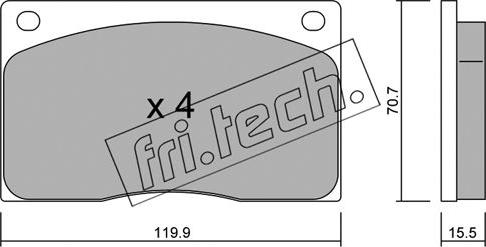 Fri.Tech. 091.0 - Тормозные колодки, дисковые, комплект autospares.lv