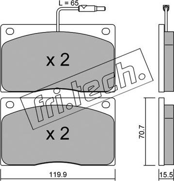 Fri.Tech. 091.1 - Тормозные колодки, дисковые, комплект autospares.lv