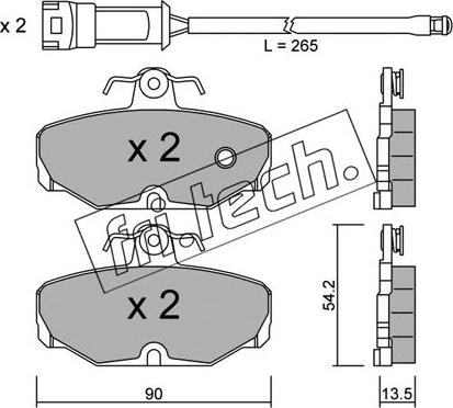 Fri.Tech. 097.0W - Тормозные колодки, дисковые, комплект autospares.lv