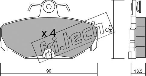 Fri.Tech. 097.2 - Тормозные колодки, дисковые, комплект autospares.lv