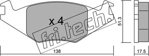 Fri.Tech. 049.0 - Тормозные колодки, дисковые, комплект autospares.lv