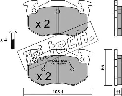 Fri.Tech. 040.1 - Тормозные колодки, дисковые, комплект autospares.lv