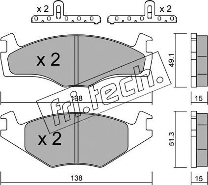 Fri.Tech. 047.0K - Тормозные колодки, дисковые, комплект autospares.lv