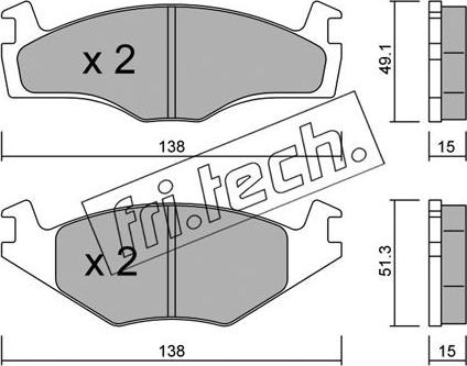 Fri.Tech. 047.0 - Тормозные колодки, дисковые, комплект autospares.lv