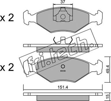 Fri.Tech. 059.5 - Тормозные колодки, дисковые, комплект autospares.lv