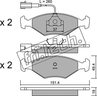 Fri.Tech. 059.1 - Тормозные колодки, дисковые, комплект autospares.lv