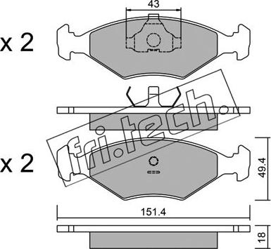 Fri.Tech. 059.3 - Тормозные колодки, дисковые, комплект autospares.lv