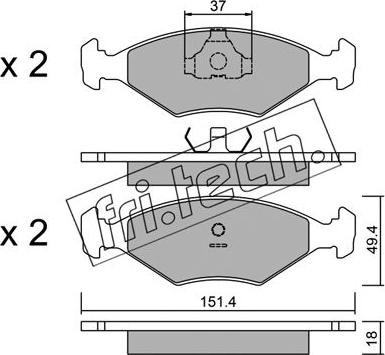 Fri.Tech. 059.2 - Тормозные колодки, дисковые, комплект autospares.lv