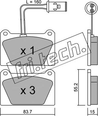 Fri.Tech. 054.0 - Тормозные колодки, дисковые, комплект autospares.lv