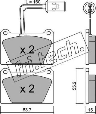 Fri.Tech. 054.1 - Тормозные колодки, дисковые, комплект autospares.lv