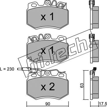 Fri.Tech. 051.1 - Тормозные колодки, дисковые, комплект autospares.lv