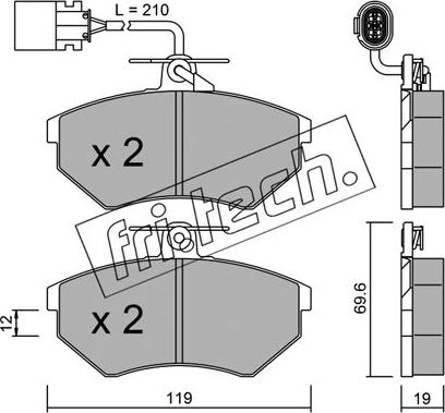 Fri.Tech. 052.1 - Тормозные колодки, дисковые, комплект autospares.lv