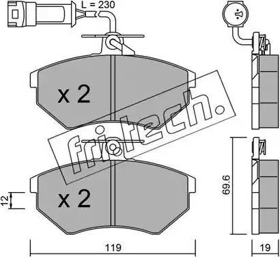 Fri.Tech. 052.3 - Тормозные колодки, дисковые, комплект autospares.lv