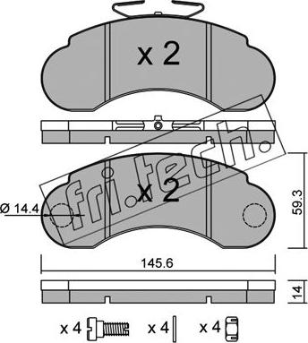 Fri.Tech. 057.1 - Тормозные колодки, дисковые, комплект autospares.lv