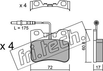 Fri.Tech. 062.0 - Тормозные колодки, дисковые, комплект autospares.lv