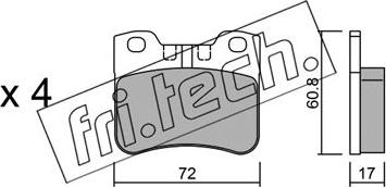 Fri.Tech. 062.2 - Тормозные колодки, дисковые, комплект autospares.lv