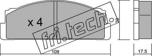 Fri.Tech. 001.0 - Тормозные колодки, дисковые, комплект autospares.lv