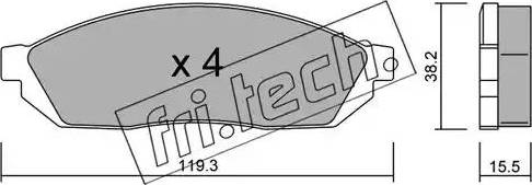 Fri.Tech. 089.0 - Тормозные колодки, дисковые, комплект autospares.lv