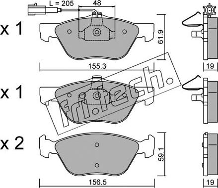 Fri.Tech. 085.2 - Тормозные колодки, дисковые, комплект autospares.lv