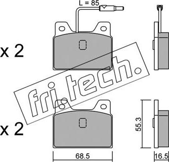 Fri.Tech. 086.0 - Тормозные колодки, дисковые, комплект autospares.lv