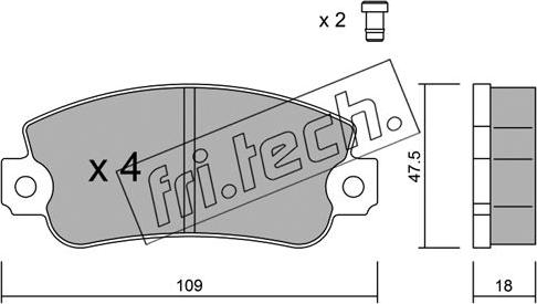 Fri.Tech. 035.1 - Тормозные колодки, дисковые, комплект autospares.lv