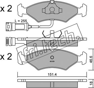 Fri.Tech. 031.1 - Тормозные колодки, дисковые, комплект autospares.lv