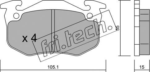 Fri.Tech. 038.5 - Тормозные колодки, дисковые, комплект autospares.lv