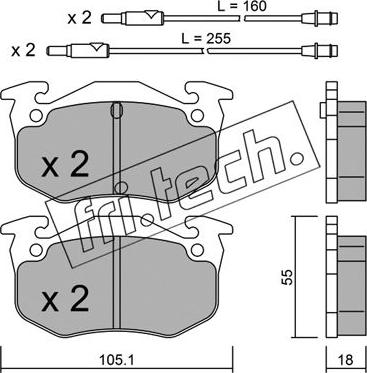 Fri.Tech. 038.0 - Тормозные колодки, дисковые, комплект autospares.lv